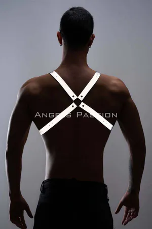 Reflective (Reflected in the Dark) Men's Chest Harness, Men's Party Wear - APFTM43