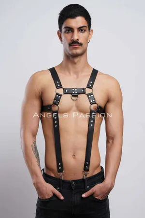 Men's Chest Harness, Men's Leather Trouser Suspenders, Men's Clubwear - APFTM23