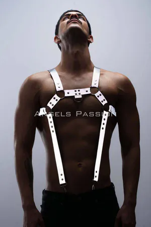 Reflective (Glow in the Dark) Men's Chest Harness, Reflective Trouser Suspenders, Clubwear - APFTM23
