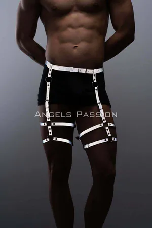 Reflective (Glow in the Dark) Men's Suspenders, Men's Leg Harness, Reflective Trousers Accessory - APFTM165