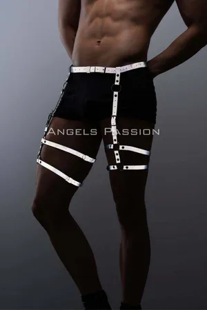 Reflective (Glow in the Dark) Men's Suspenders, Men's Leg Harness, Reflective Trousers Accessory - APFTM165