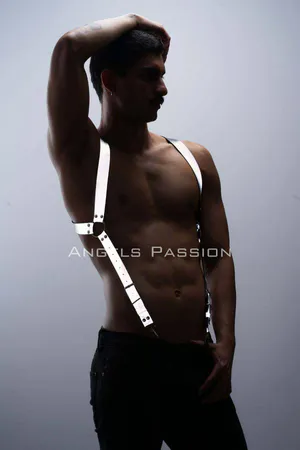 Reflective (Glow in the Dark) Chest Harness, Men's Trouser Suspenders, Reflective Clubwear - APFTM160