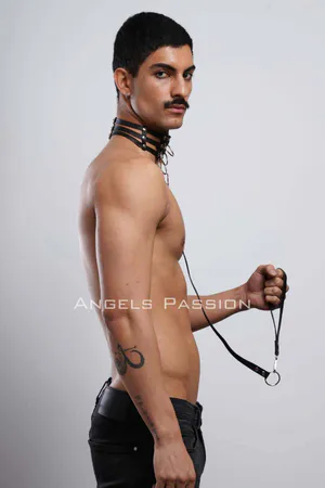Men's Choker - Leash Set, Choker Harness Set, Men's Partywear - APFTM53