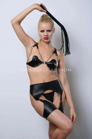 Whipped Leather Mistress Garter Set, Whipped Fantasy Underwear - APFT1347