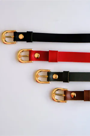 4-Piece Belt Set, Black Belt - Red Belt - Khaki Belt - Tan Belt (Gold Accessory)