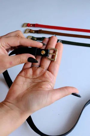 Belt Set of 4 - Gold Accessory - Black Belt - Red Belt - Khaki Belt - Tan Belt