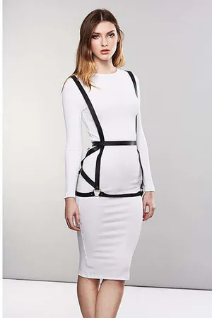 Women's Leather Body Harness - Adjustable Fashion Accessory