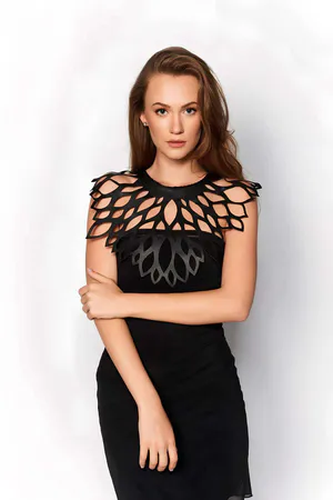 Stylish Leather Harness Shawl with Drop Detail - APFT1407