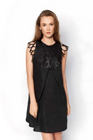 Stylish Leather Harness Shawl with Drop Detail - APFT1407