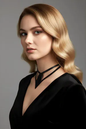 Damla Leather Choker, Leather Choker Necklace - APFT1411