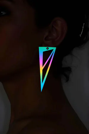 Rainbow Reflective Triangle Earrings, Stylish Laser Cut Earrings - APBJ002