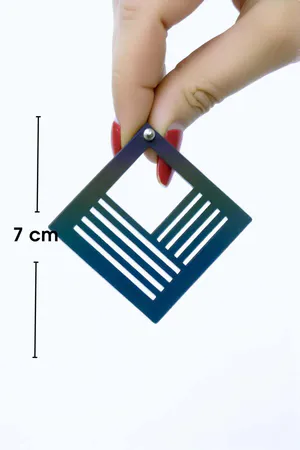 Rainbow Reflective Geometric Square Earrings, Stylish Laser Cut Earrings - APBJ010