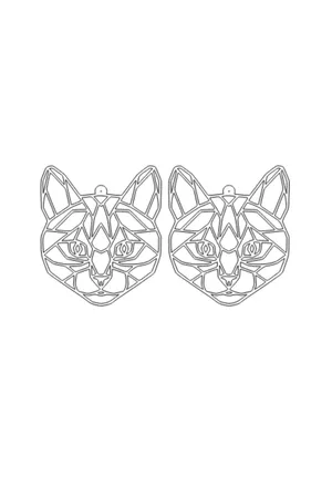 White Reflective Abstract Cat Face Earrings, Stylish Laser Cut Earrings - APBJ017