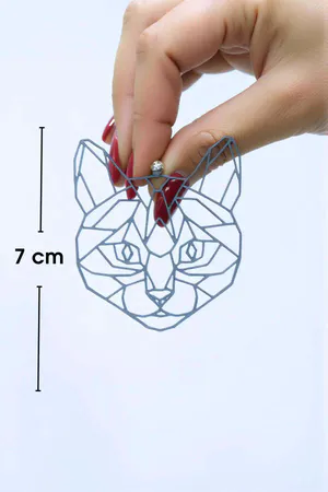 Rainbow Reflective Abstract Cat Face Earrings, Stylish Laser Cut Earrings - APBJ017