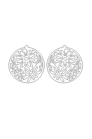 White Reflective Flower Earrings, Stylish Design Laser Cut Earrings - APBJ023