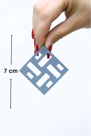 Black Square Earrings, Stylish Laser Cut Leather Earrings - APBJ012