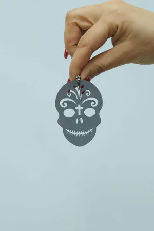 White Reflective Skull Gothic Earrings, Stylish Laser Cut Earrings - APBJ014