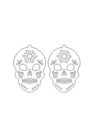 Black Skull Gothic Earrings, Stylish Laser Cut Leather Earrings - APBJ018