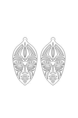 Black Ethnic Face Earrings, Stylish Laser Cut Leather Earrings - APBJ022
