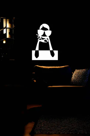 Woman Figure Leather Painting with Reflective Pop Art Style Sunglasses