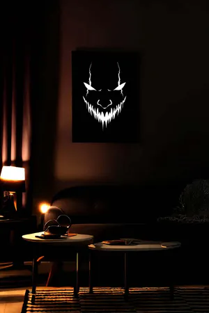 Horror Themed Reflective Monster Face Leather Wall Decoration