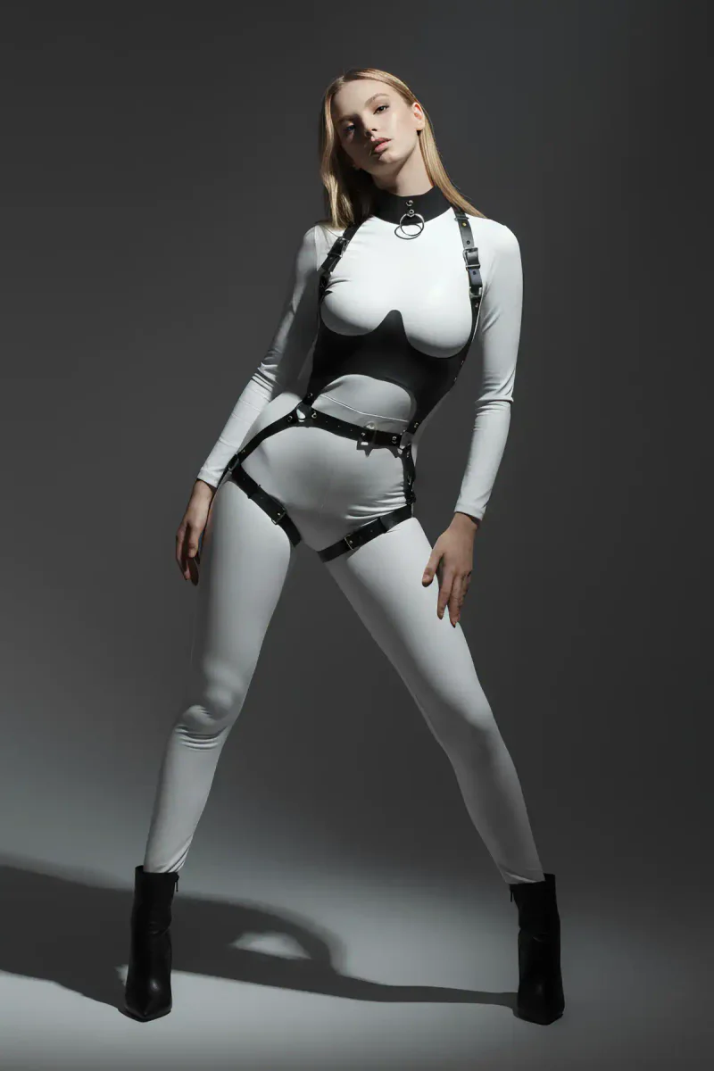 Underbust Leather Harness with Adjustable Straps for Women