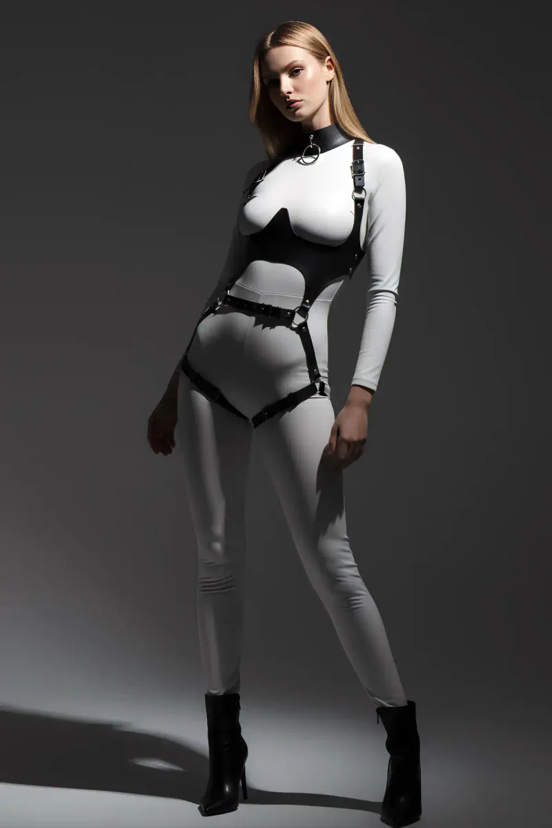 Underbust Leather Harness with Adjustable Straps for Women