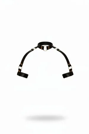 Black Women's Belt O-Ring Detailed Leather Body Accessory - APFT1035