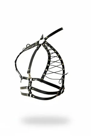 Black Women's Belt Lace-Up Multi-Strap Body Accessory - APFT1077