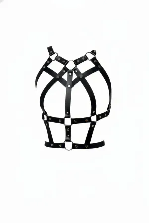 Black Women's Belt Leather Multi-Strap Body Accessory - APFT1085