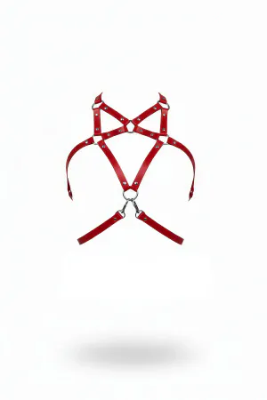 Red Women's Belt Leather Metal Ring Detailed Body Accessory - APFT108