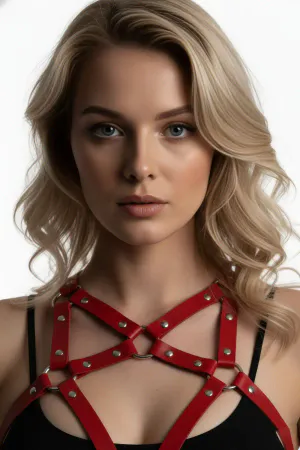 Red Women's Belt Body Accessory with Cross Buckle - APFT108