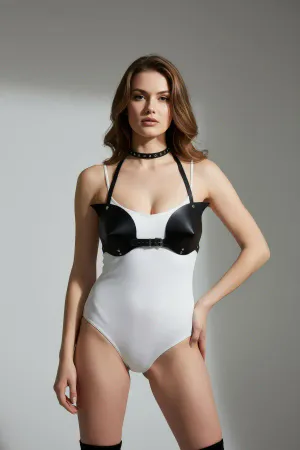 Black Women's Belt Faux Leather Corset Detailed Body Accessory - APFT1140