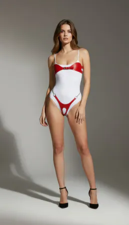 Red Harness Set with Shiny Vinyl Bow Detail - APFT1234