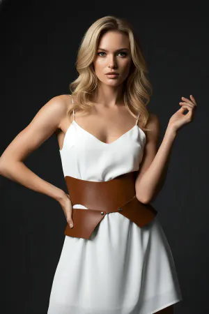Tan Women's Belt Wide Asymmetrical Waist Accessory - APFT1425