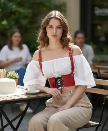 Red Women's Belt Lace-Up Corset Waist Accessory - APFT1429