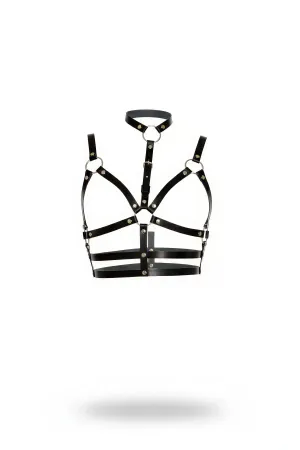 Black Women's Belt Neck Collar with Metal Detail Body Accessory - APFT154