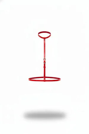 Red Faux Leather Minimalist Body Harness Choker Style Adjustable Waist Strap