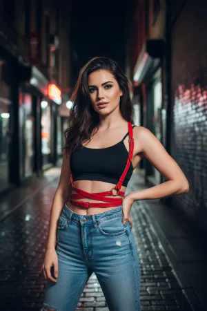 Red Women's Belt Cross-Tie Body Accessory - APFT198