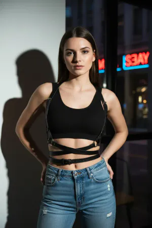 Black Women's Belt Multiple Band Detailed Body Belt - APFT198