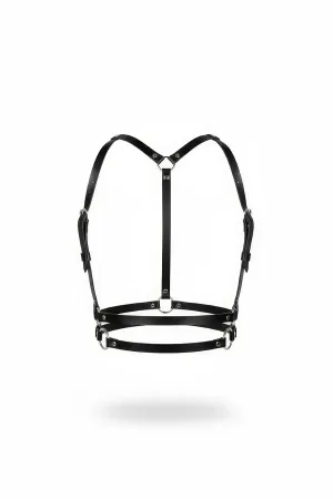 Black Women's Belt Leather O-Ring Detailed Body Accessory - APFT210