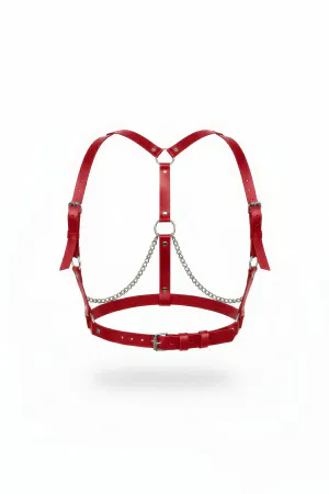 Red Women's Belt Chain Detailed Shouldered Body Belt - APFT215