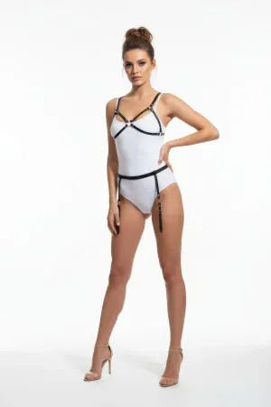 Black Harness Set with Metal Ring Leg Band - APFT228
