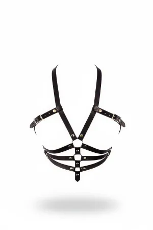 Black Women's Belt Leather Body Harness Accessory with Buckle - APFT32