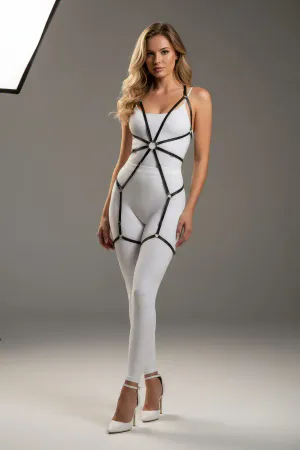 Black Women's Body Harness Full Body Accessory with Cage Detail - APFT360