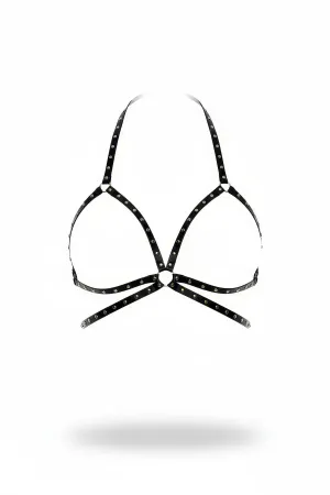 Black Chest Harness Studded Halter Collar - APFT500