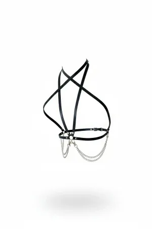 Black Women's Belt Chain Detailed Faux Leather Body Accessory - APFT52