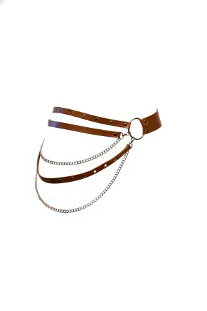 Tan Women's Belt Chain Detailed Multi-Layered Waist Accessory - APFT586