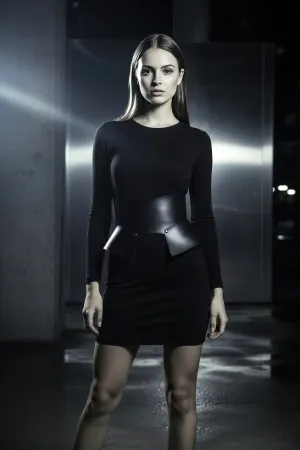 Black Women's Belt Wide Corset Detailed Waist Highlighter - APFT611