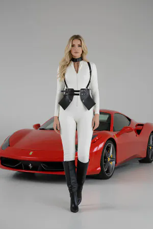 Black Women's Belt Faux Leather Multi-Buckle Corset Detailed - APFT622